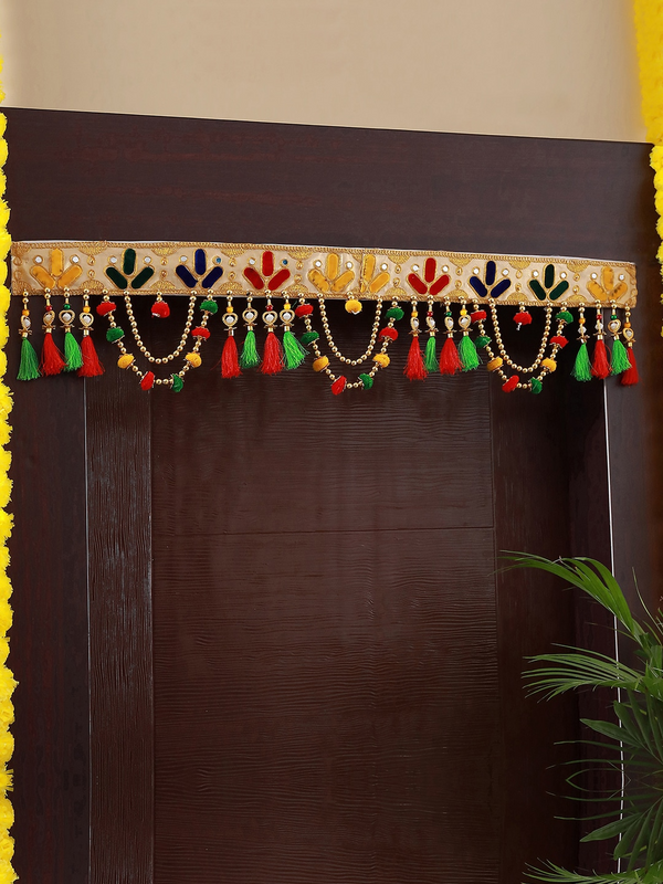 Golden & Red Textured Bandhanwar Toran