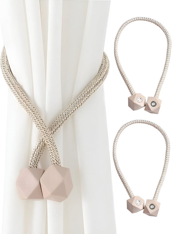 2 Pieces Beige Textured Curtain Tie-Backs