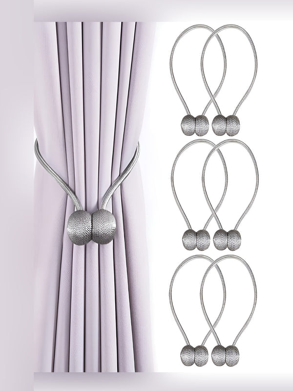 6 Pieces Grey Textured Curtain Tie-Backs