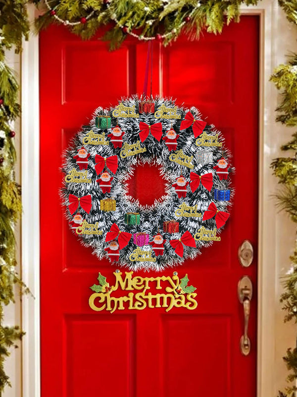 White & Black Round Christmas Decoration Wreath Wall Decor Door Hanging