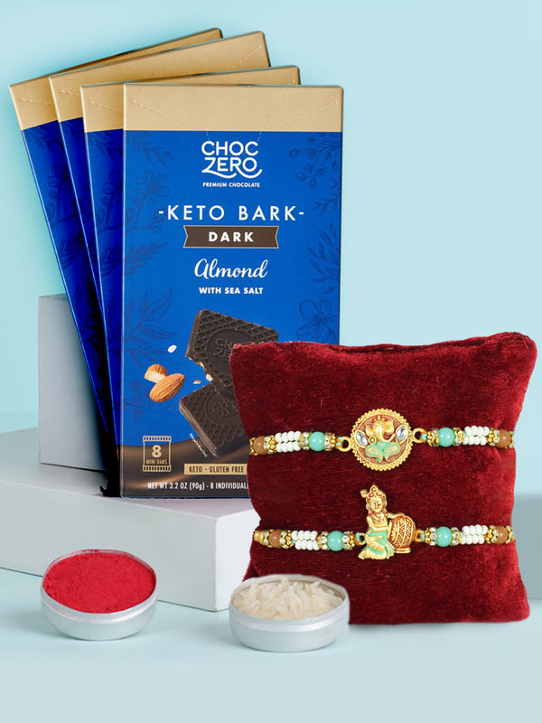 Spirituality Set of 2 Rakhi With ChocZero Keto Bark Dark Chocolate