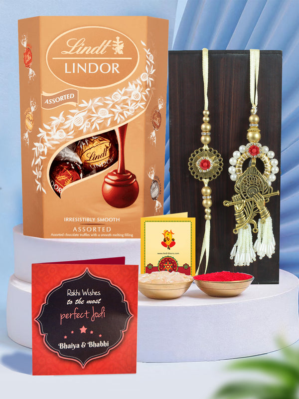 Simply Positive Bhai Bhabhi Rakhi With Lindt Lindor Chocolate Truffles Box
