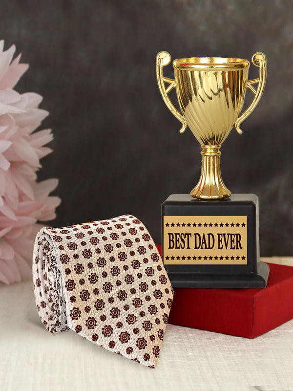 Beige & Maroon Printed Fathers Day Gift