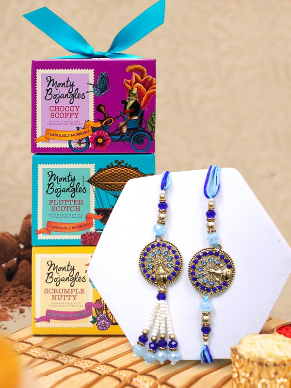 Graceful Bhaiya Bhabhi Rakhi With Delectable Chocolates Combo