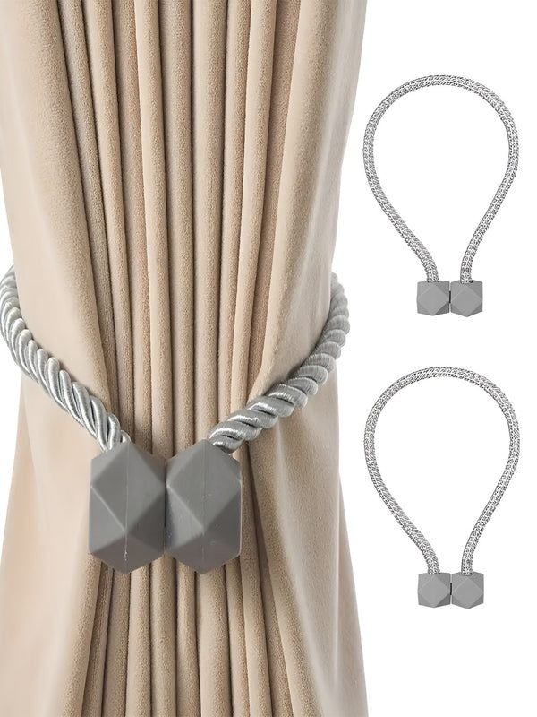 2 Pieces Grey Textured Curtain Tie-Backs