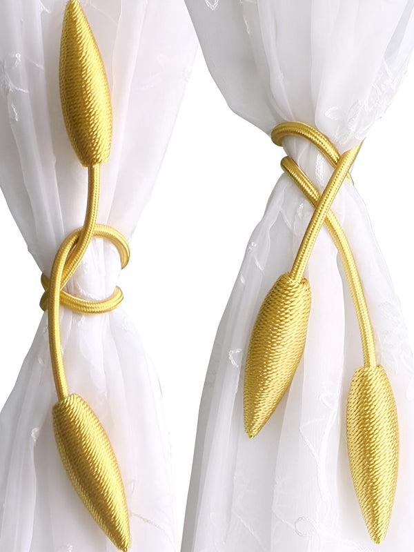 2 Pieces Yellow Textured Curtain Tie-Backs