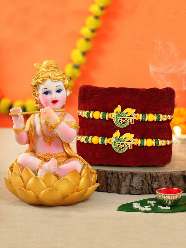 Rakhi for Brother with Gift Set Bhai Rakhi Set for Brother, God Figurine and Mini Card