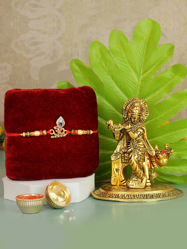 Raksha bandhan Rakhi for Brother with Gift Bhaiya Rakhi with God Idol, Mini Greeting Card and Roli Chawal