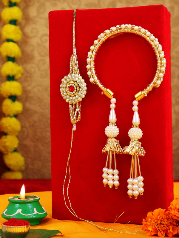 Designer Rakhi for Bhaiya Bhabhi with Rakhi Card and Roli Chawal Packet