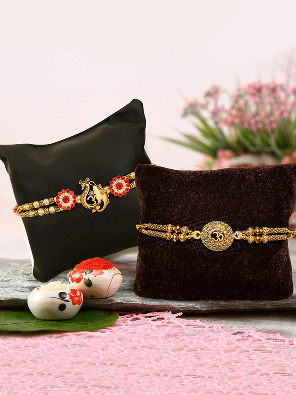 Rakhi for Brother Set of 2 Rakhi Set with Greeting Card and Roli Chawal Packet