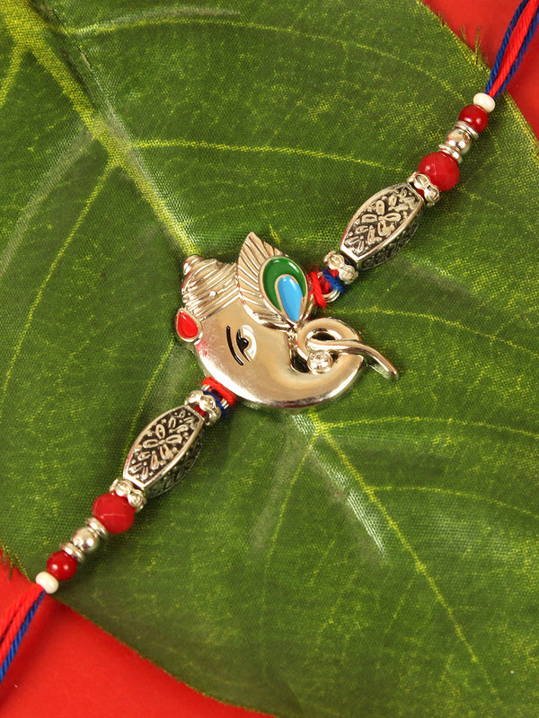 Rakhi for Brother Bhai Rakhi with Card and Roli Chawal Tika