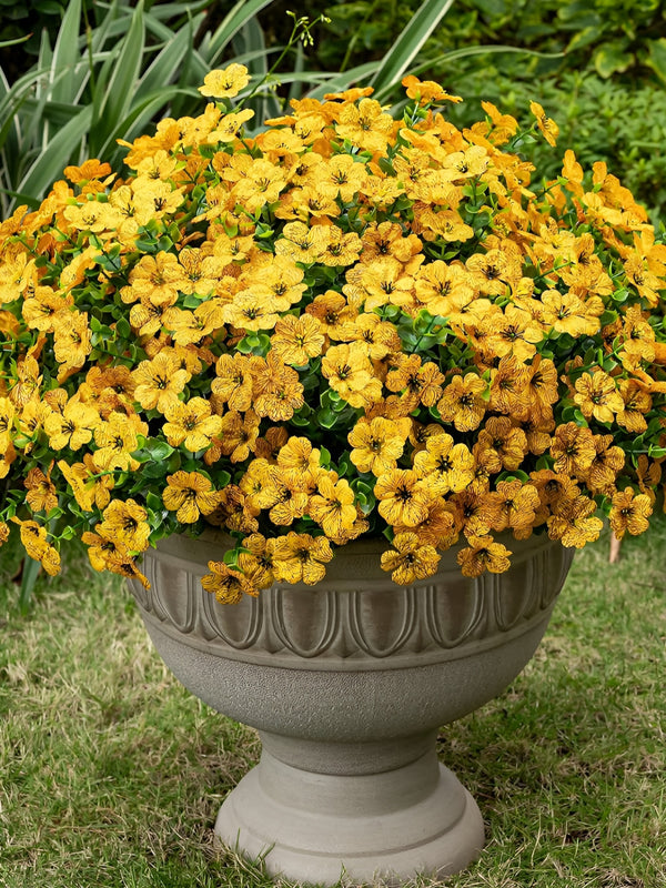Set of 5 Artificial Eucalyptus Flower Bunch for Vase Pot Home Dcor - (Yellow)