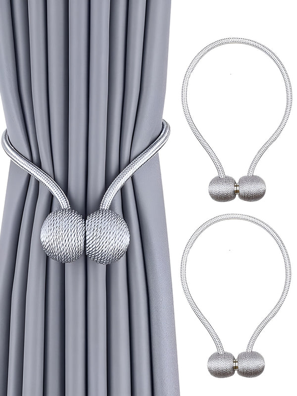 2 Pieces Grey Textured Curtain Tie-Backs