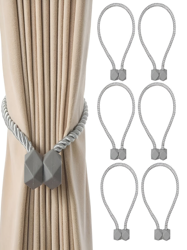 6 Pieces Grey Textured Curtain Tie-Backs