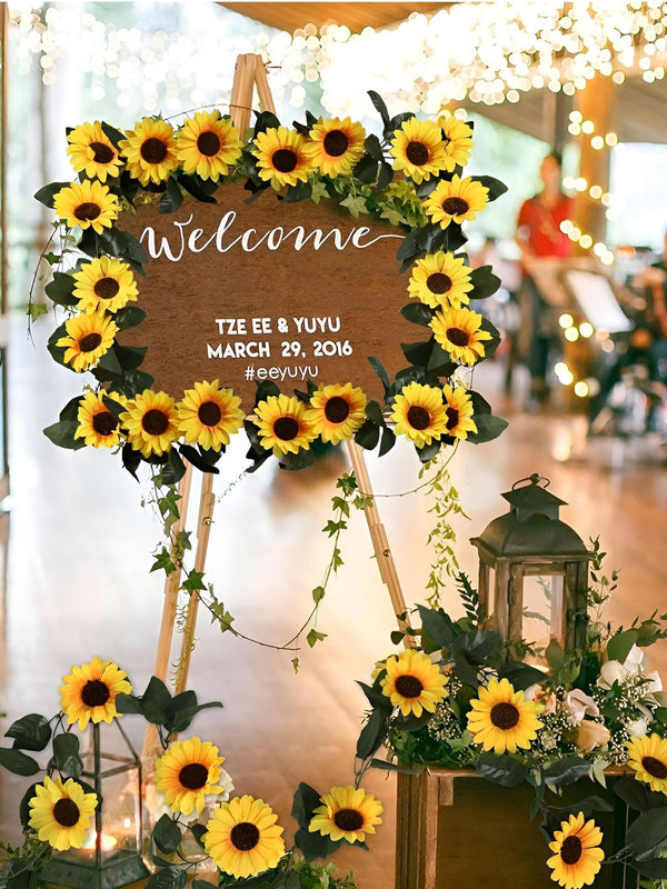 Set of 2 Artificial Sunflower Garland with Hanging String 10 Flowers (2.2 Meter)