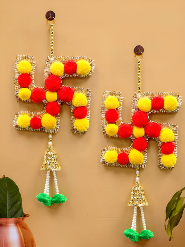 Pack of 2 Red & Yellow Wall Hanging Door Latkan
