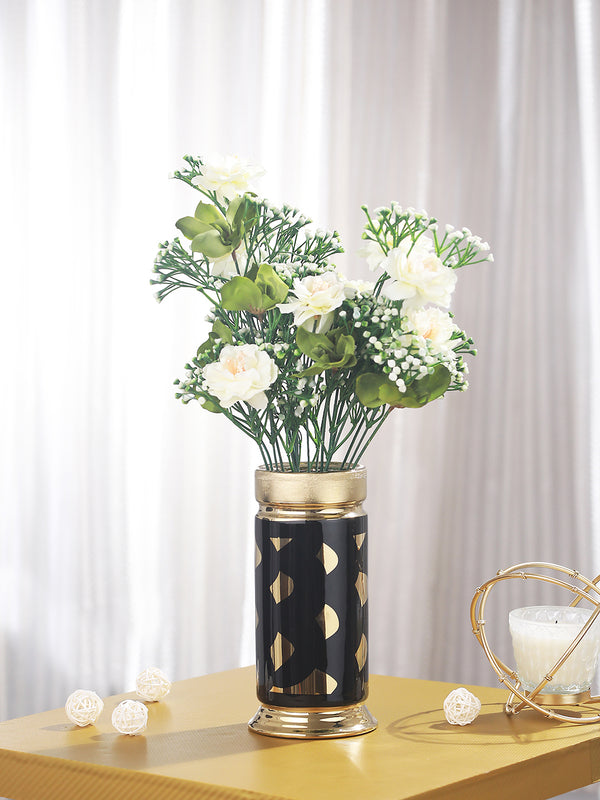 Luxurious Black & Gold Toned Ceramic Flower Vase