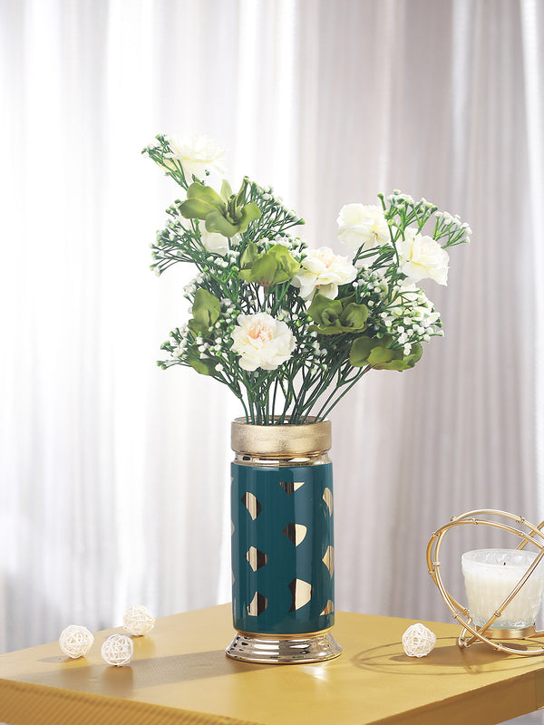 Luxurious Green & Gold Toned Ceramic Flower Vase