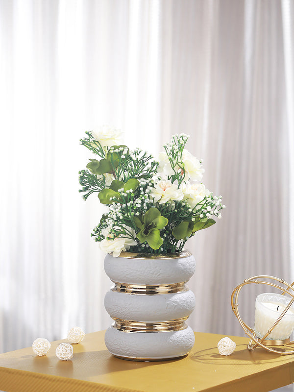 Grey & Gold Toned Flower Vase for Home Decoration