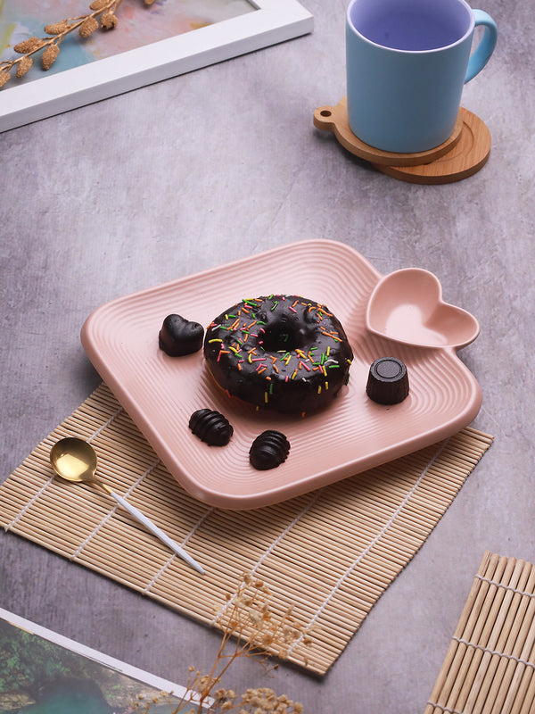 Pink Ceramic Serving Dish With Section