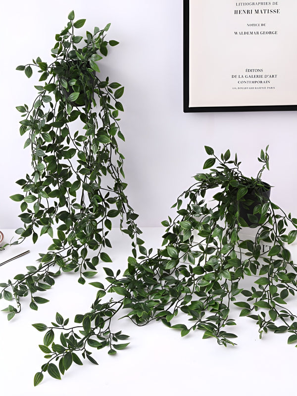Green 2 Pieces Hanging Eucalyptus Artificial Plants With Pots
