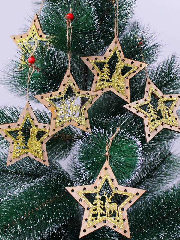 Pack of 6 Christmas Star Hanging