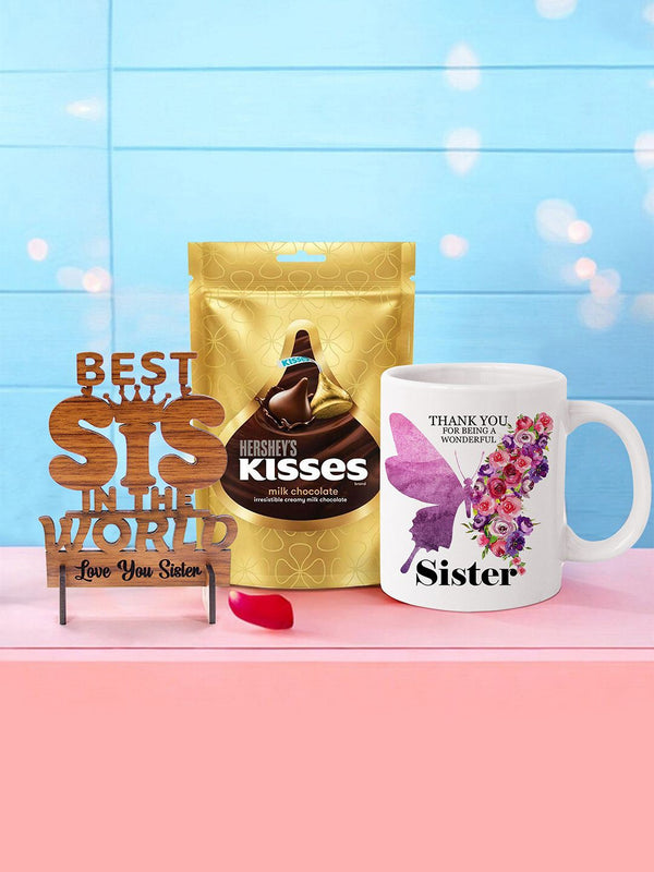 Printed Coffee Mug & Showpiece with Chocolate Raksha Bandhan Gift Set