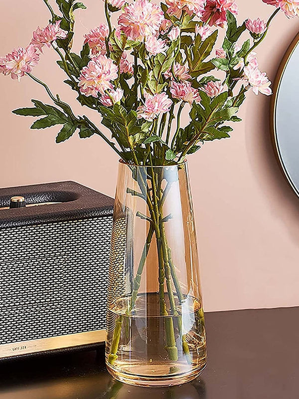 Brown Transparent Glass Flower Vase