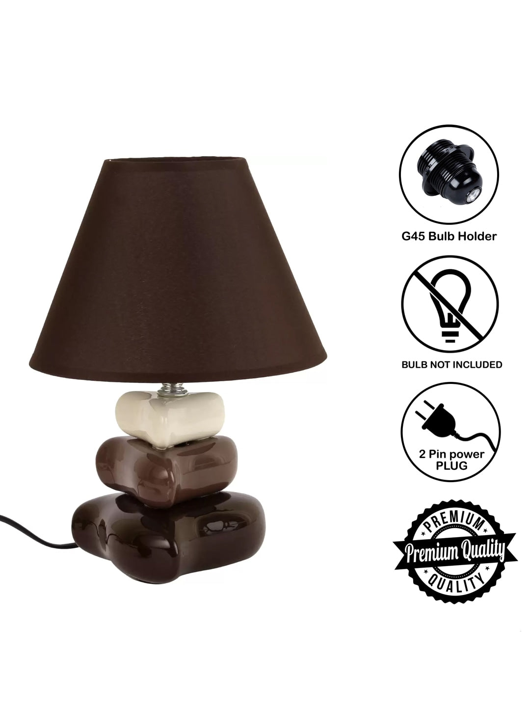 Buy Brown & White Decorative Table Top Lamp with Shade Tied Ribbons