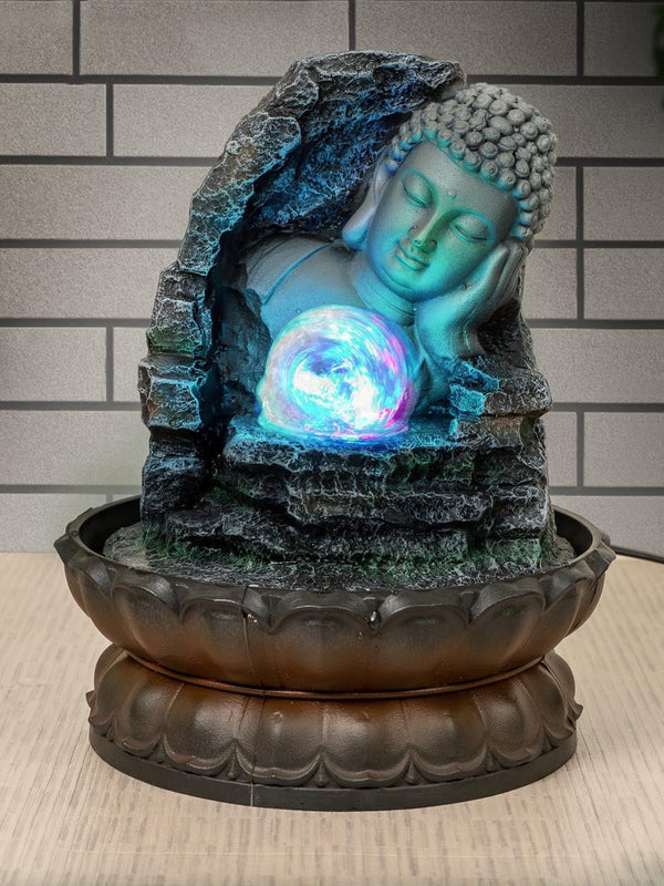 Brown and Grey Buddha Table Top Water Fountain