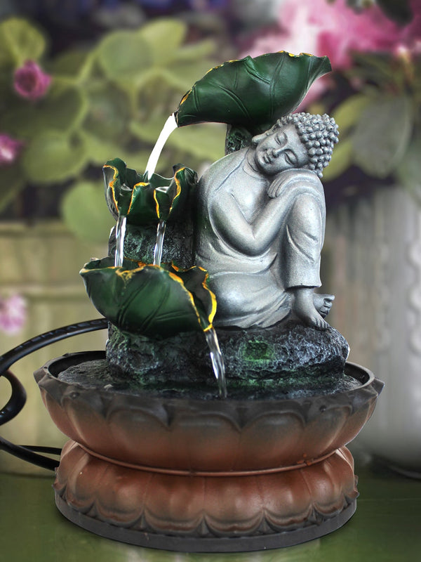 Brown and grey Buddha Water Fountain