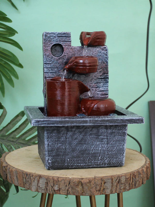 Grey and Brown Textured Table Top Water Fountain