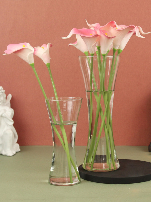Set Of 2 Transparent Decorative Glass Vases