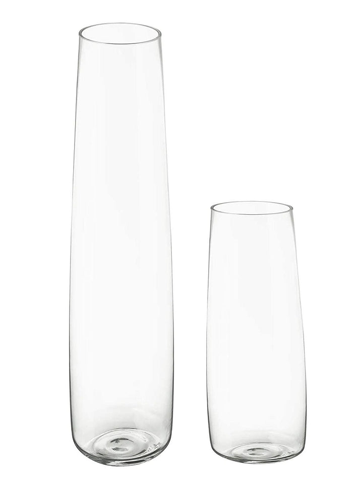 Buy | Set of 2 Transparent Solid Glass Vases | Tied Ribbons