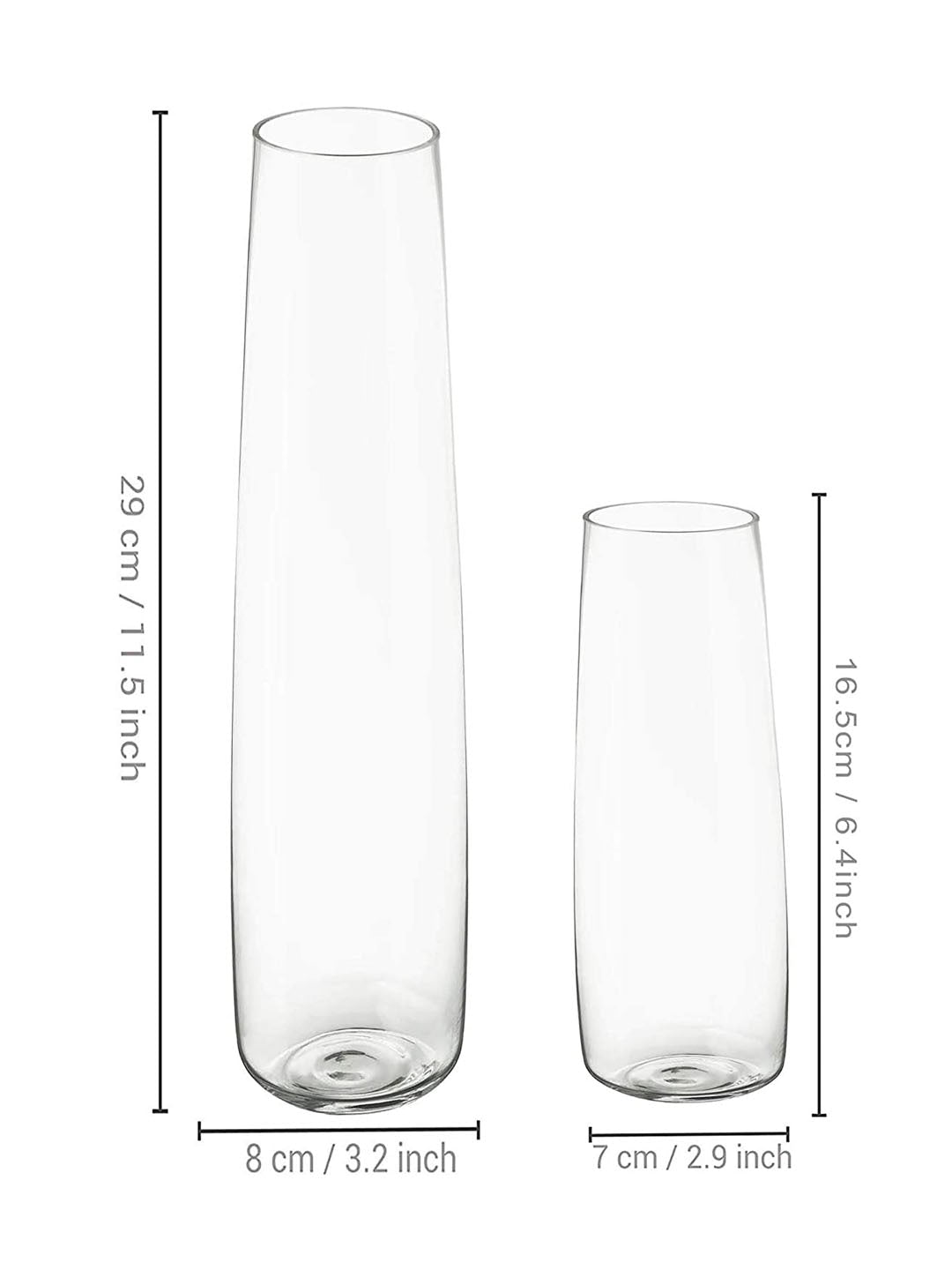 Buy | Set of 2 Transparent Solid Glass Vases | Tied Ribbons